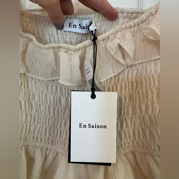 NWT En Saison Cropped Smocked Top Size L - Picture 4 of 6